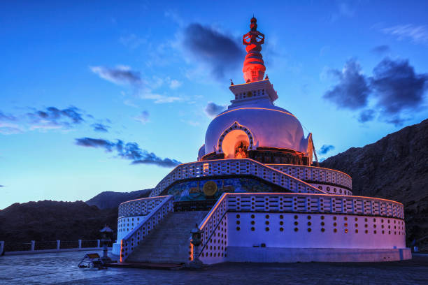 15 Must-Visit Places in Ladakh Beyond Pangong Lake 8 Shanti stupa in the evening twilight